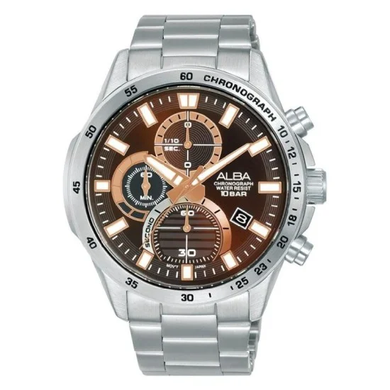 Alba 43Mm Active Men's Watch, Analog, Stainless Steel Strap - Silver